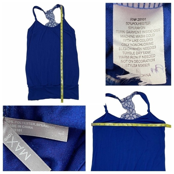 MAX Love Blue Racerback Lace Sleeveless Tunic Top - Picture 11 of 12